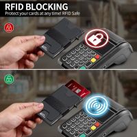 SEMORID Портфейл за мъже, алуминиев с RFID блокиране, изскачащ държач за кредитна карта, черен, снимка 6 - Портфейли, портмонета - 45673914