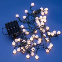 60 соларни LED бели топки със сензор за светлина & 2 режима 6.5m - топло бяло, снимка 2 - Соларни лампи - 45836543