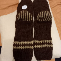 Ръчно плетени мъжки чорапи от вълна, размер 43, снимка 4 - Мъжки чорапи - 42826928