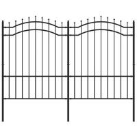 vidaXL Градинска ограда с пики черна 190 см прахово боядисана стомана（SKU:151082, снимка 1 - Огради и мрежи - 44986515