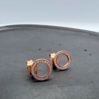 Pandora обеци в розово злато Sparkling Circle Stud Earrings, снимка 6 - Гривни - 26505364