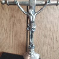 Предвоенен месингов стоящ кръст, 1890 г.стар бронзов масивен кръст разпятие ХРИСТОС, снимка 4 - Колекции - 45142276