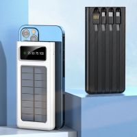 Външна батерия със соларен панел Power bank UKC 8412 30000 Mah кабел за зареждане 4в1 Син, снимка 2 - Друга електроника - 45760002