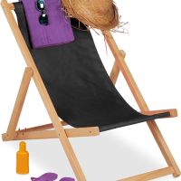 Сгъваем плажен стол, 3 легнали позиции, 120 кг, Градина, Балкон, Плаж, Черен, снимка 1 - Столове - 45450546