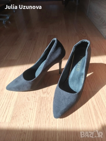 Черни официални обувки на ток - 35 номер, снимка 1