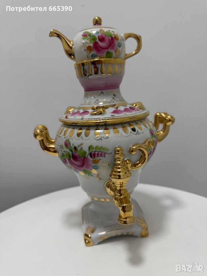 Порцеланов самовар Гжель, снимка 1