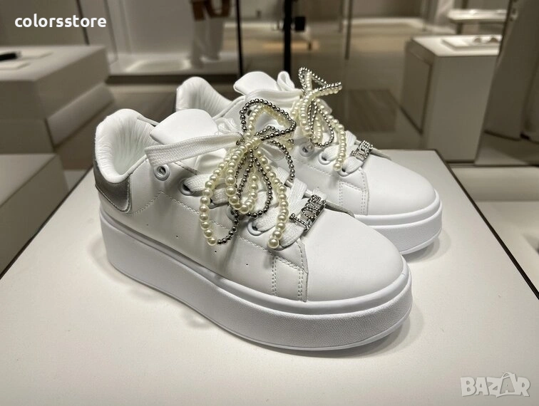 Равни кецове - бяла кожа - 5B6 , снимка 1