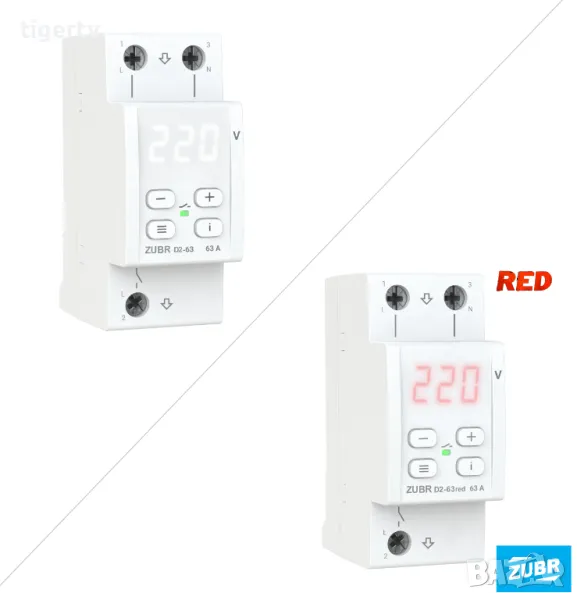ZUBR D2-40/D2-50/D2-63 Red Релета за защита на напрежение, гаранция 3 г, снимка 1