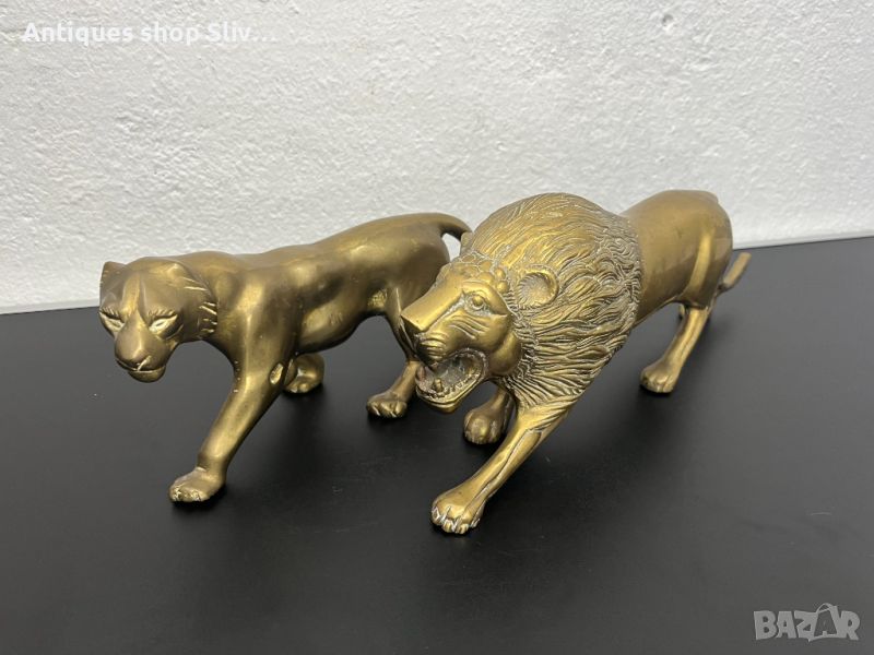 Големи бронзови фигури на лъв и лъвица / прайд. №5359, снимка 1