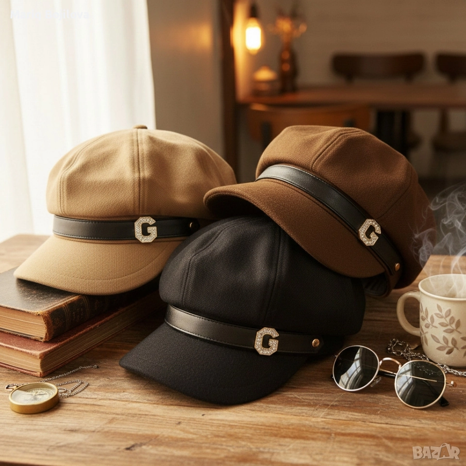 Елегантна дамска шапка тип фуражка, снимка 1