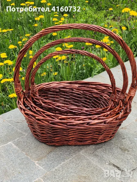 Подаръчни бели и кафяви плетени овални  кошници,  кошница за декорация , снимка 1