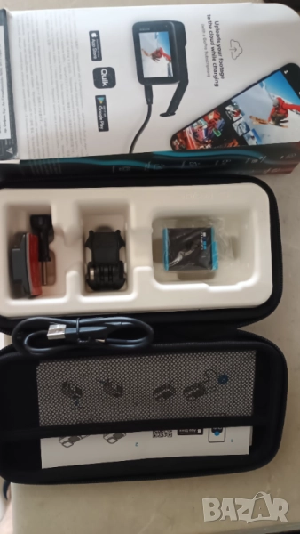 Нов комплект GoPro- батерия,хард кейс, монтаж, лепяща стойка, кабел, снимка 1