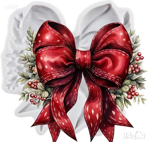 Коледна празнична пандела силиконов молд силиконов молд форма фондан гипс декор украса, снимка 1