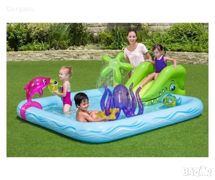 надуваем детски кът с пързалка и пръскало, снимка 1