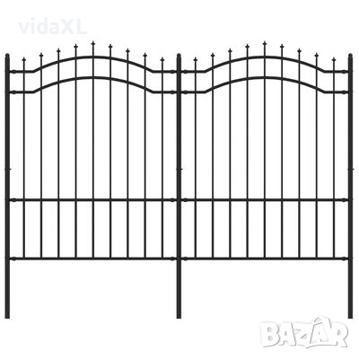 vidaXL Градинска ограда с пики черна 190 см прахово боядисана стомана（SKU:151082, снимка 1