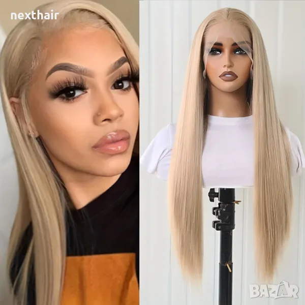 Елегантна права руса перука с дантела 13x4 лейс фронт LACE FRONT, снимка 1