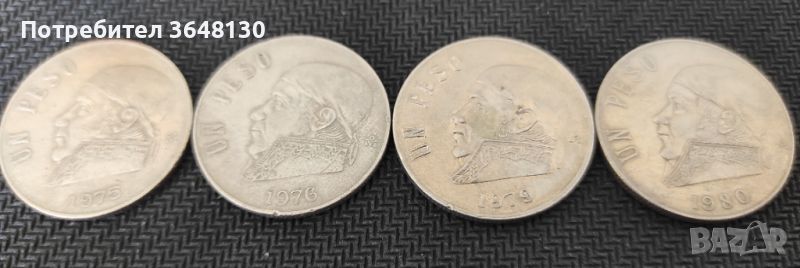 4 бр. Монети Мексико 1 песо, 1975-1980, снимка 1