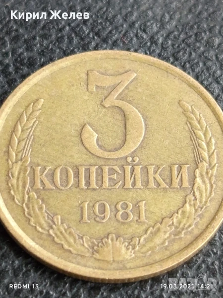 Монета 3 копейки 1981г. СССР рядка за КОЛЕКЦИЯ ДЕКОРАЦИЯ 36417, снимка 1