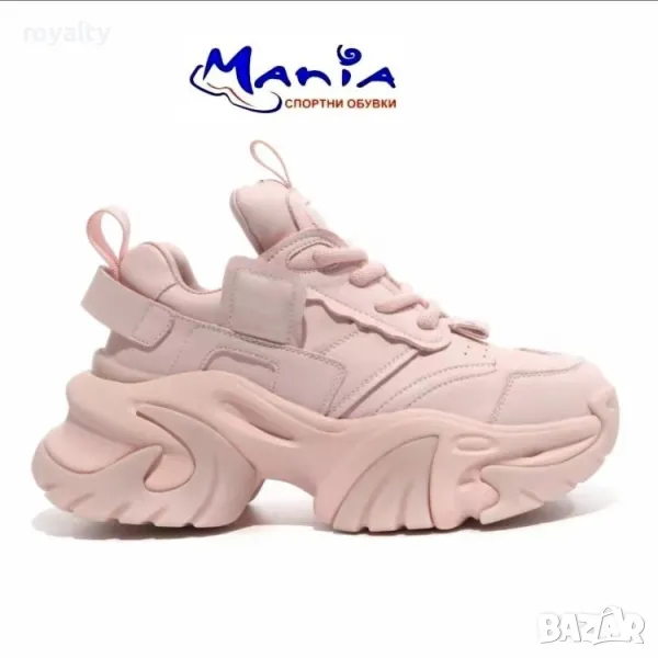 Дамски маратонки на платформа в розово, снимка 1