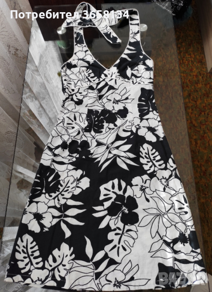 Черно бяла рокля на цветя, снимка 1