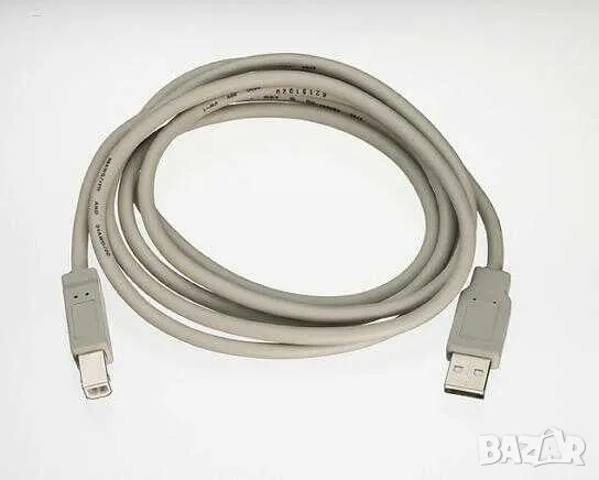 Кабел USB-A към USB-B, 1.8 м, Сив, снимка 1