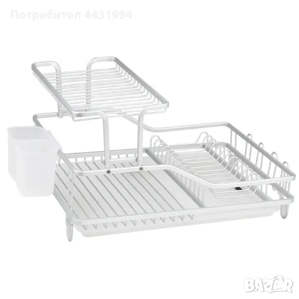 Сушилник за съдове 2 нива Luigi Ferrero FR-5535AL-T 55.5x35.2x27.3cm, алуминий, прозрачна табла, снимка 1