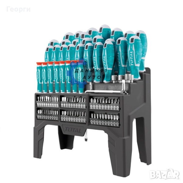 Отвертки и битове 100 части, снимка 1