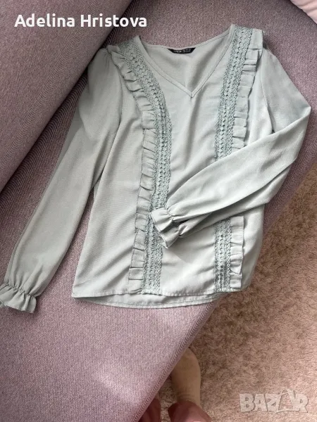 Нежна ментова блуза Shein с широки ръкави, снимка 1