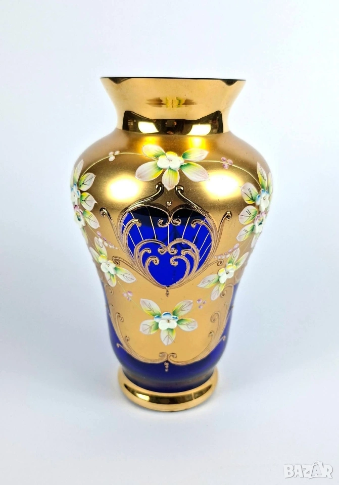 Елегантна синя ваза Бохемия, снимка 1