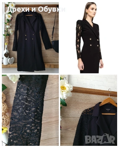 Официална черна рокля тип сако 