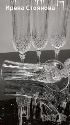 Cristal D’ Arques. Шест броя кристални чаши за шампанско/бяло вино, оловен кристал 150 мл, снимка 9 - Чаши - 46035814