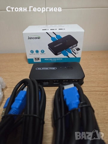 JANCANE 4K ULTRA HD HDMI USB KVM превключвател ~ 2 входа 4 изхода. BNIB, снимка 4 - Друга електроника - 52777986