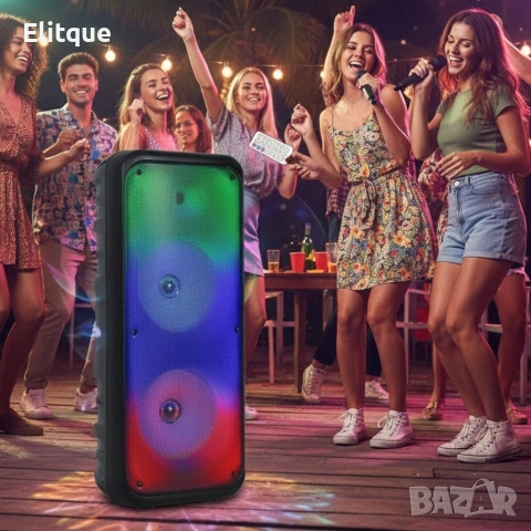 Безжична RGB тонколона – 2×8″ говорителя, Bluetooth, 1200 W, батерия 3000 mAh, снимка 7 - Тонколони - 53187357
