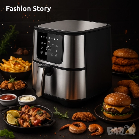 Еър фрайър Scheffler LQ-5001BS – 5.5L здравословно готвене с до 80% по-малко мазнина, снимка 7 - Мултикукъри - 51946705