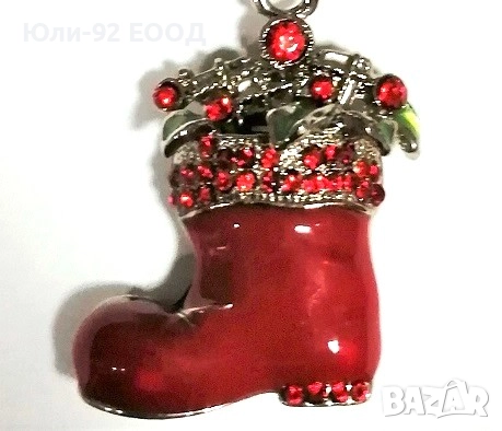 Метален ключодържател КОЛЕДНО БОТУШЧЕ с кристали Сваровски , снимка 2 - Коледни подаръци - 35163000
