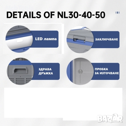 Портативен компресорен хладилник NL50 – Alpicool / 50Л – 12V/24V/220V, снимка 2 - Аксесоари и консумативи - 52892511