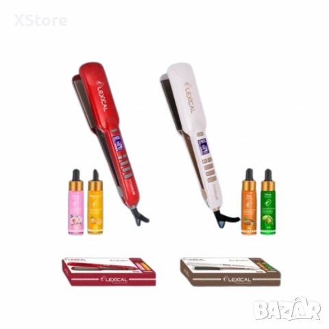 Преса за коса Lexical с подарък 2 шишента серум за коса с витамин C