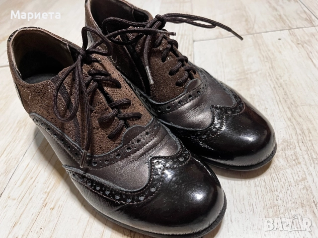 Тъмнокафяви Дамски обувки на ток естествена кожа 37 номер , снимка 5 - Дамски ежедневни обувки - 52092096