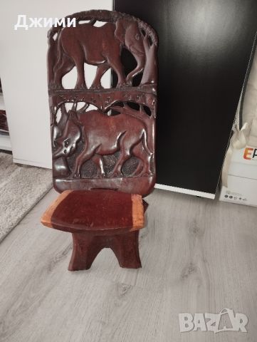 античен африкански стол, снимка 1 - Антикварни и старинни предмети - 46466947