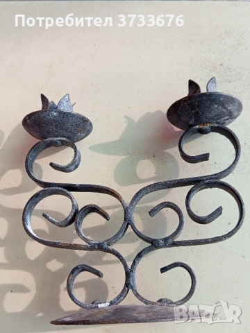 Стилни свещници от ковано желязо.Комплект 4 бр., снимка 3 - Антикварни и старинни предмети - 51517442