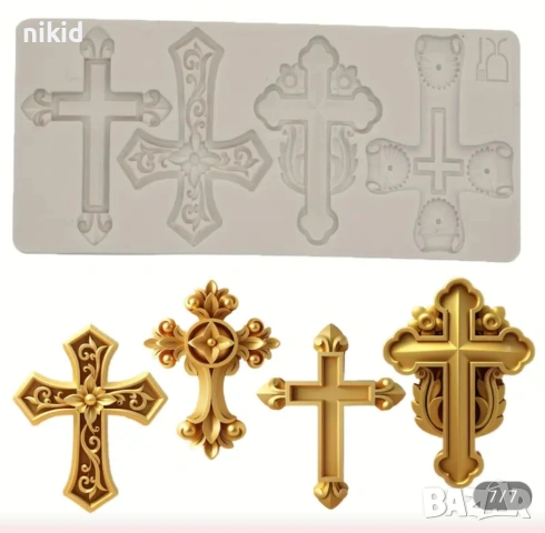4 различни кръста Кръст силиконов молд форма фондан шоколад декор украса 