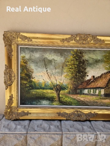 Уникална авторска майсторска холандска картина масло върху платно , снимка 5 - Антикварни и старинни предмети - 51139311