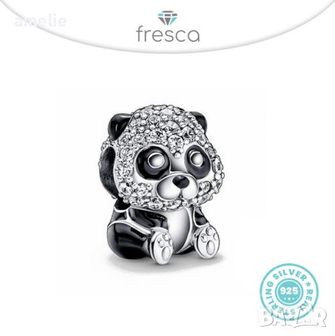 Талисман Fresca по модел тип Пандора сребро проба 925 Pandora Charm Panda. Колекция Amélie, снимка 1 - Гривни - 37984281