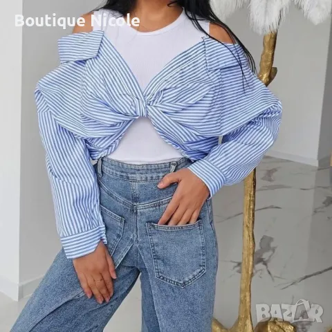 Ефектна дамска риза на райета , снимка 1