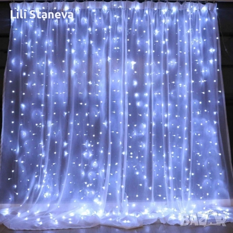 Коледна завеса от лампички / Цветове - Студено бяло, топло бяло, шарено. / 320лед светлини. , снимка 13 - Лед осветление - 52636511