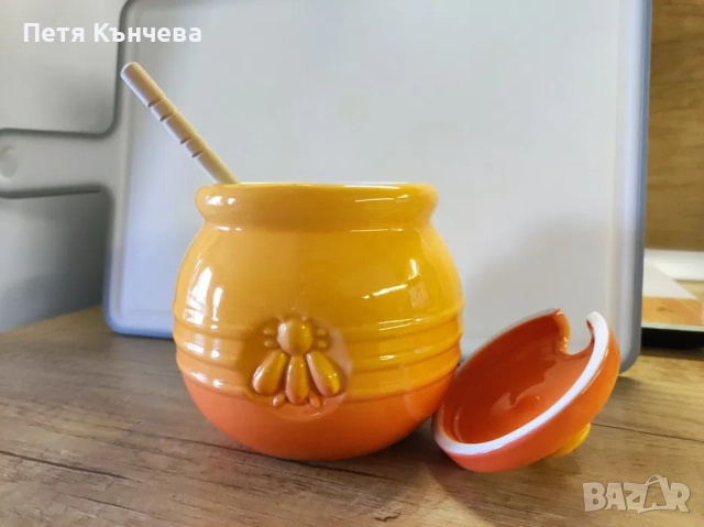 Бурканче за мед с бъркалка, снимка 2 - Аксесоари за кухня - 52443055