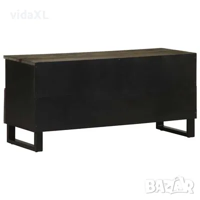 vidaXL ТВ шкаф, черен, 100x33x46 см, мангово дърво масив（SKU:4017702）, снимка 4 - Шкафове - 49129519