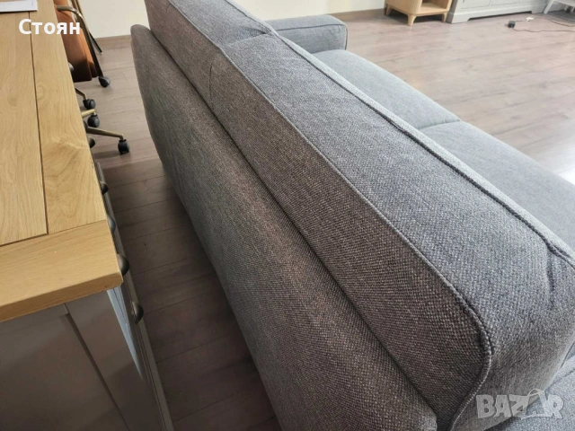 Сив диван от плат двойка Natuzzi с функция сън, снимка 3 - Дивани и мека мебел - 54289093