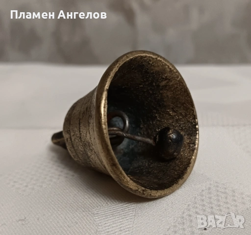 Стара бронзова/месингова камбанка, звънче, хлопка. , снимка 4 - Антикварни и старинни предмети - 53881193