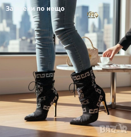 Versace Дамски Боти На Ток Версаче - 2 Цвята Код SK294, снимка 2 - Дамски боти - 52598455